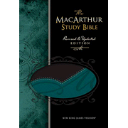 NKJV MacArthur Study Bible, Revised and updated, Imitation leather, black/aqua:  John MacArthur: 9780718020736