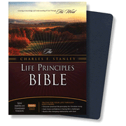more information about NASB Charles F. Stanley Life Principles Bible - Bonded Leather Navy Blue