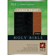 NLT Large Print Compact Bible--Soft leather-look, black/tan: 9781414312576