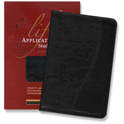 more information about NIV Life Application Study Bible, Personal size, TuTone  Leatherlike, Black