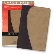more information about NLT Large Print Bible, Personal Size, TuTone Leatherlike, Dark Brown & Tan