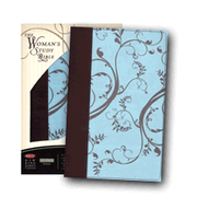 more information about The NKJV Woman's Study Bible, Personal Size - Chocolate/Light Blue Leather/Floral Cloth