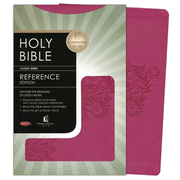 more information about NKJV Nelson Reference Bible--soft leather-look, burnished light cranberry with foliage design
